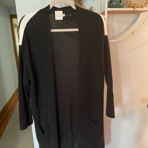 Whisper By Brodie Cashmere Women's XS Extra Small Open Cardigan Black White